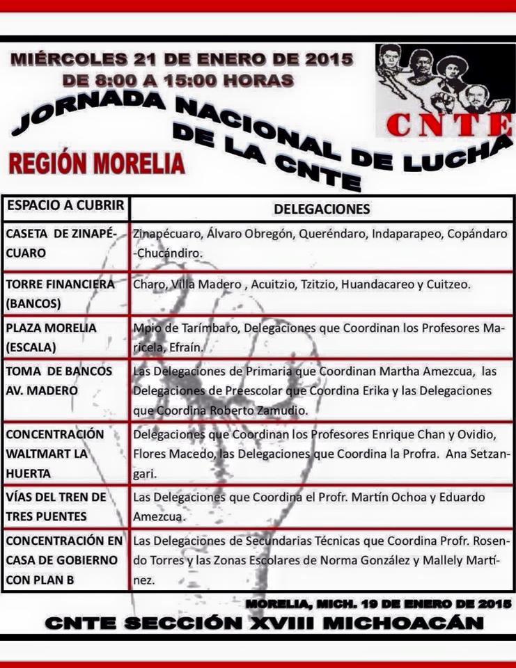 Tomas para el miercoles de la CNTE