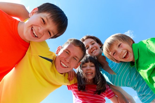 Happy enthusiastic children