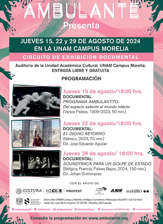 CARTEL AMBULANTE UNAM CAMPUS MORELIA